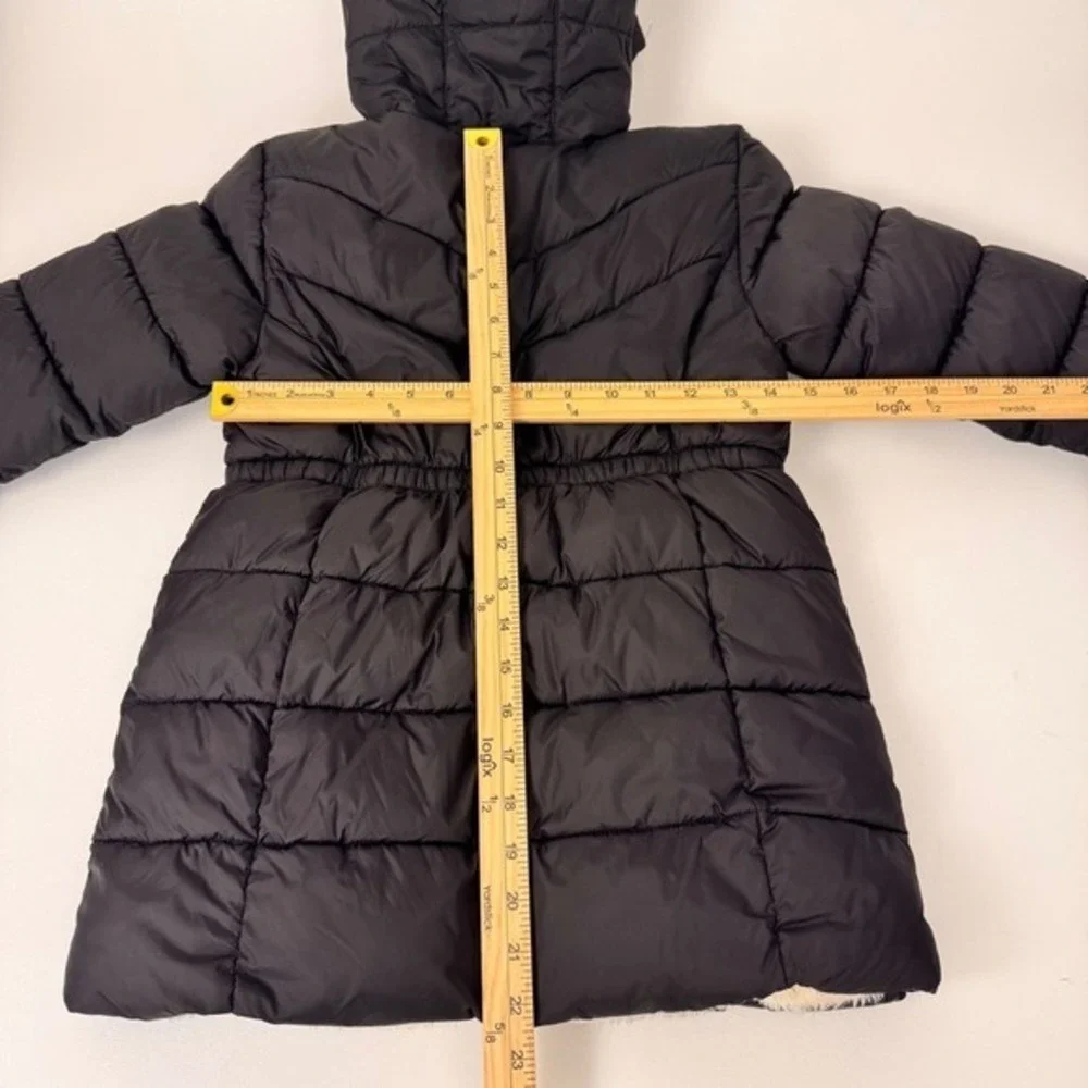 Mackenzie Reed Puffer Jacket Girls SZ 8Y Black Faux Fur Lined Hooded Winter Coat - Picture 5 of 10